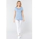thumbnail image 2 of Saronite Camiseta Básica de Manga Corta con Cuello Redondo y Bolsillo, Azul Hielo (para Mujer), 2 of 3