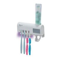 Xusx111 - Soporte De Cepillo De Dientes Para Baño 5 Ranuras De Cepillo De Dientes Soporte De Cepillo De Dientes Montado En La Pared Con Dispensador De Pasta De Dientes Soporte De Cepillo De Dientes Ca