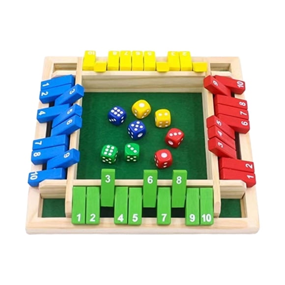 Cierra la caja, juego de rompecabezas de dados, accesorios para cumpleaños, madera con 8 dados, mesa para beber, juego de dados estable interesante y