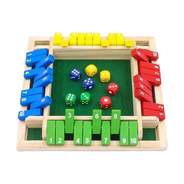 Cierra la caja, juego de rompecabezas de dados, accesorios para cumpleaños, madera con 8 dados, mesa para beber, juego de dados estable interesante y