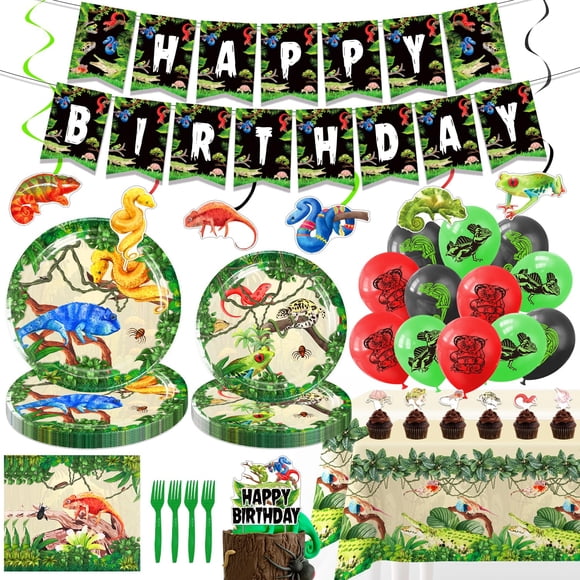Decoración de Fiesta Diosnase 120 piezas – Tema Reptiles – 20 invitados