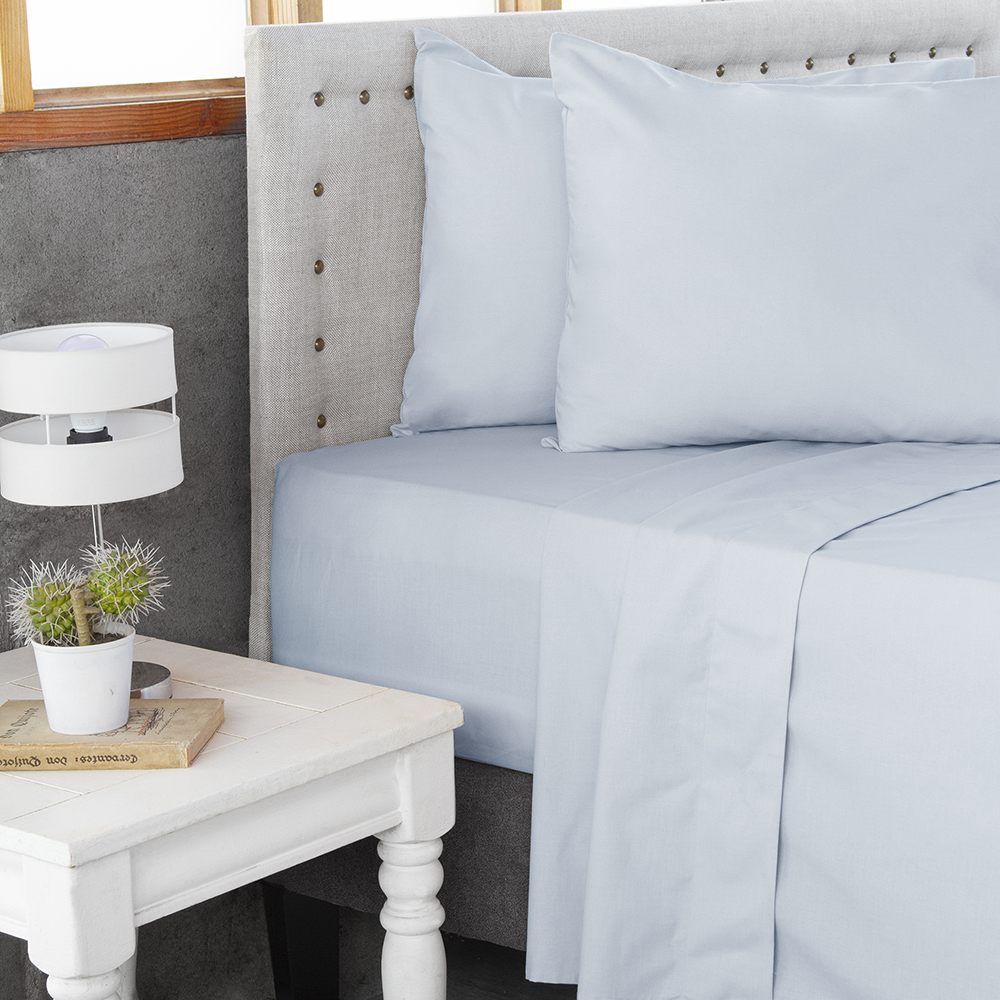 Masel - Jgo.Sábanas Polycotton 2Pl- 144 Hilos 4 Piezas- Celeste
