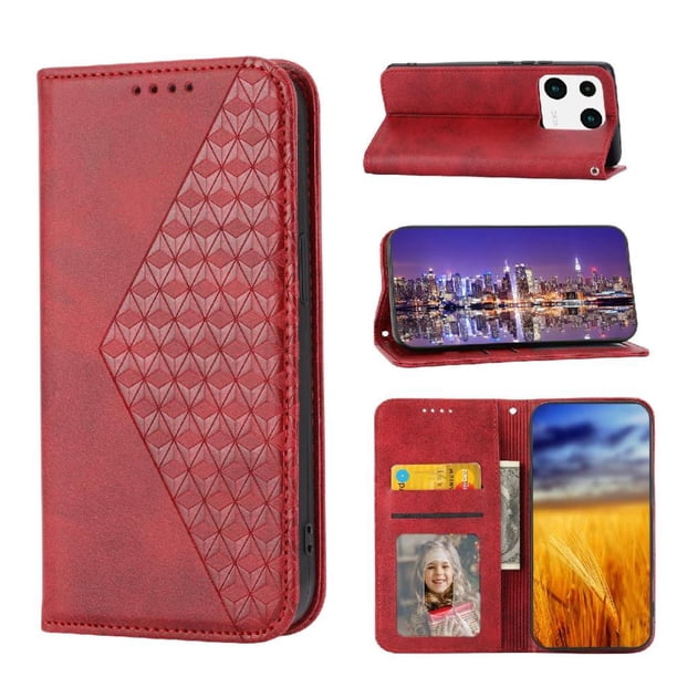 Funda Flip FOXDOCK para Xiaomi 13 Pro , Estilo Billetera con Diseño Rombo, Correa de Mano y Soporte, Uso Diario