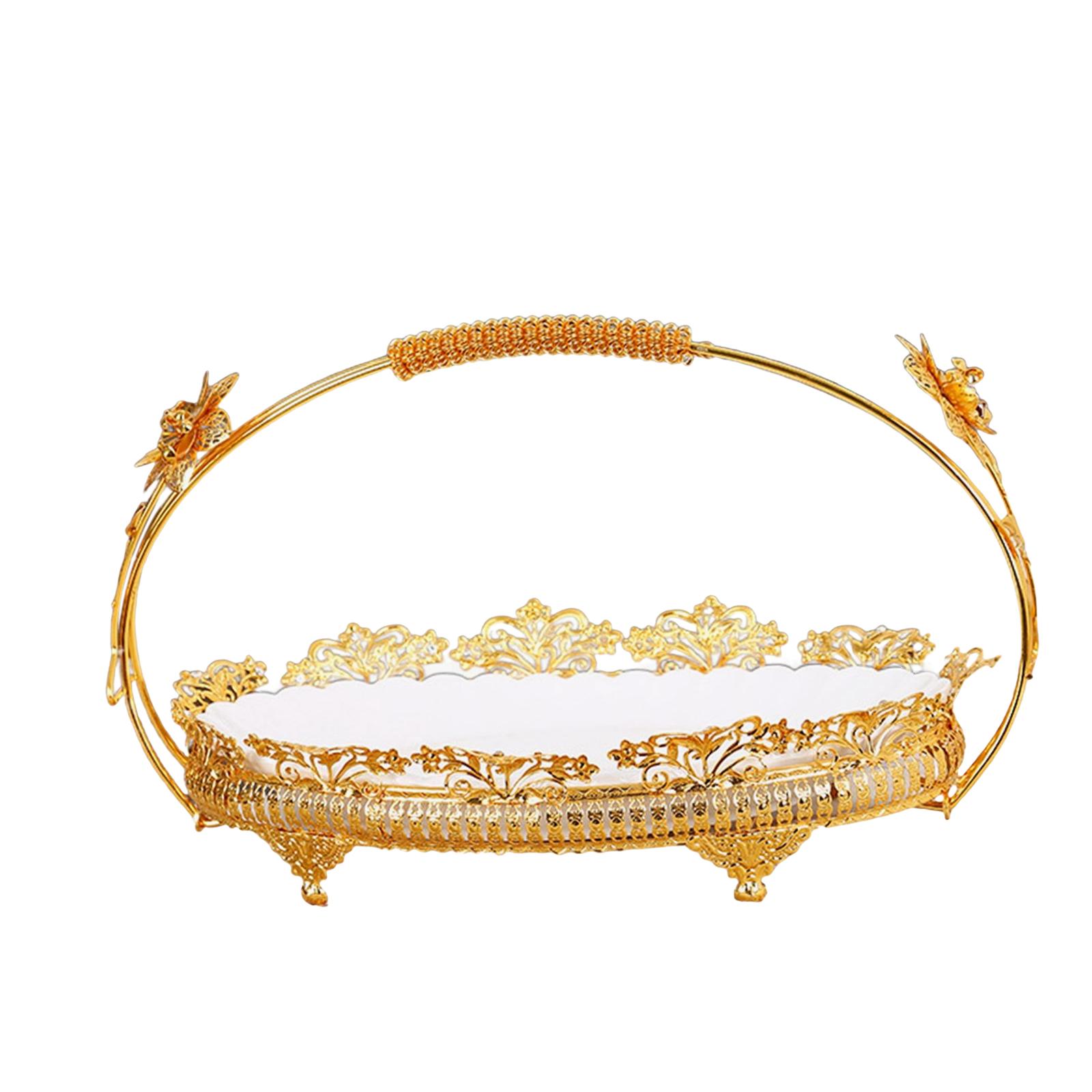 Magideal - Cesta De Hierro Para Frutas, Plato Para Dulces Con Asa, Bandeja Para Servir, Estilo Europeo Para El Hogar, Cocina, Bodas, Restaurante, Cumpleaños