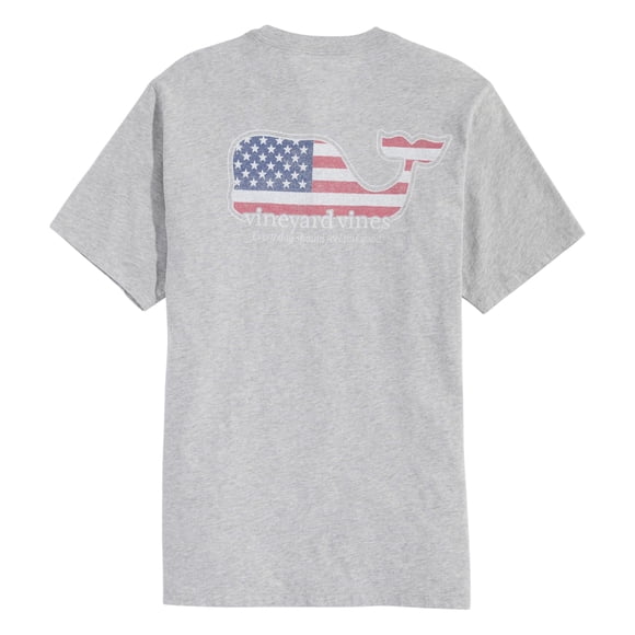 Camiseta Vineyard Vines Flag Whale de manga corta gris XL para hombre