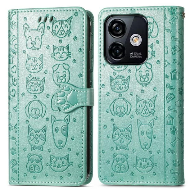 Funda Cartera FOXDOCK para Ulefone Note 18 Ultra , Flip PU con Relieve de Gatos y Perros, Tarjetero y Soporte