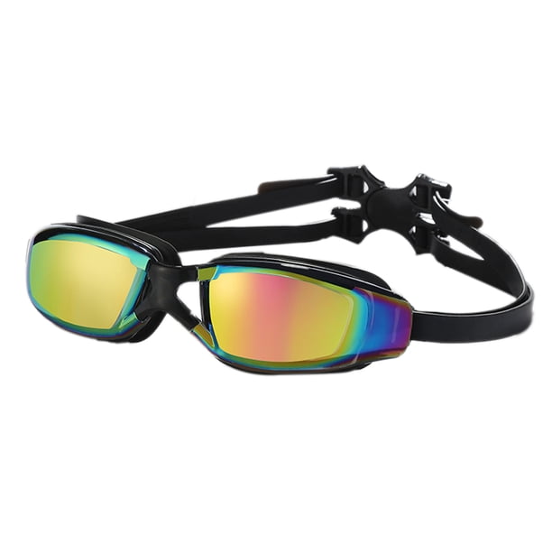 Gafas de natación con montura grande, resistentes al agua y a la niebla, de silicona galvanizada HD para adultos, para hombres y mujeres.