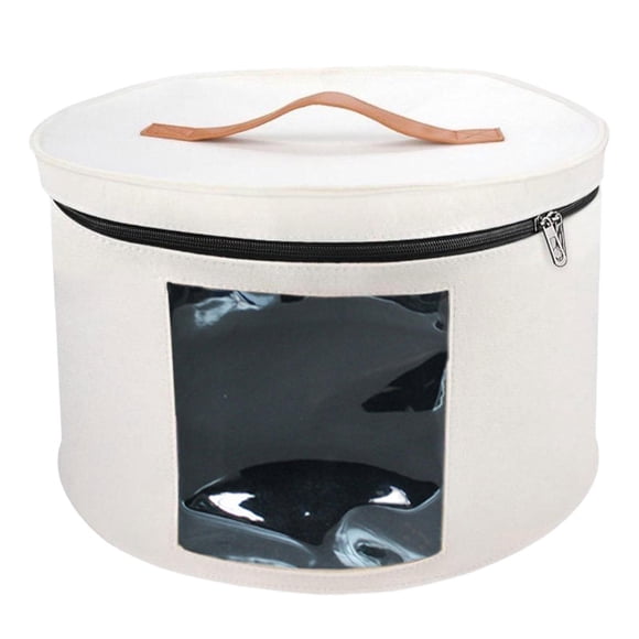 Caja Para Sombreros, Caja Organizadora Redonda De Fieltro Portátil Para Armario, Ropa, Almacenamiento De Juguetes, Color Blanco, 40x26cm