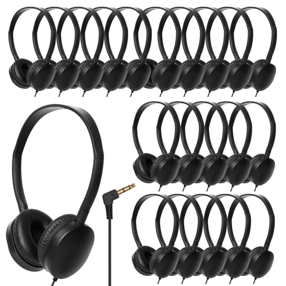 Auriculares ZXQZYM con cable tipo on‑ear, color negro, pack de 50 unidades