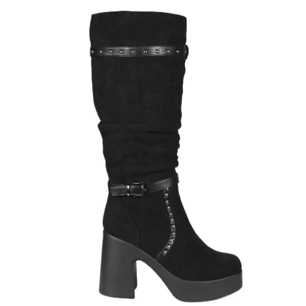 Bota Alta Gamuza Mujer 13 Yassne Negro