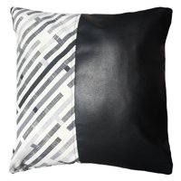 Elizabeth Peper - Funda Cojín Decorativo Ecocuero Gris Y Negro 45X45