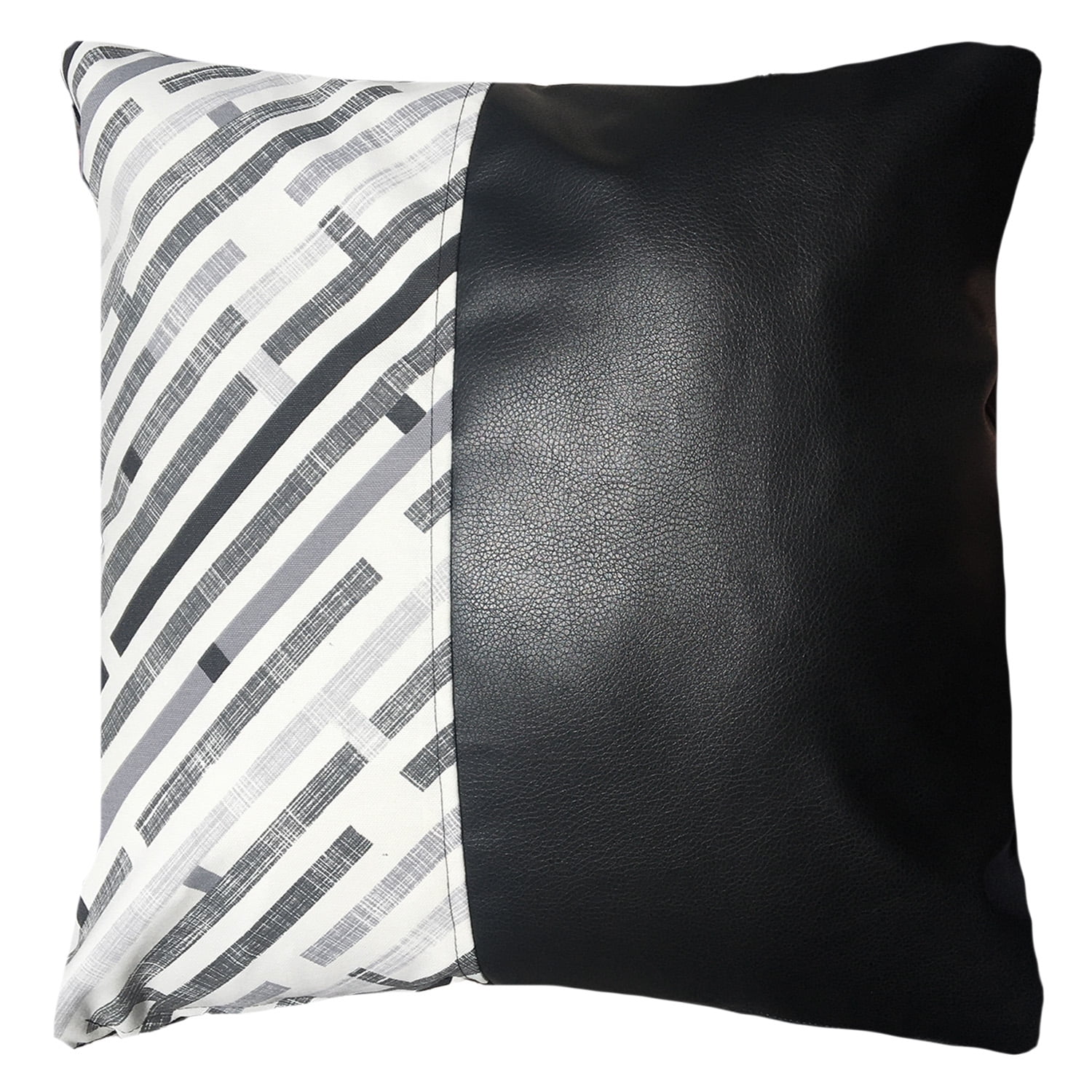 Elizabeth Peper - Funda Cojín Decorativo Ecocuero Gris Y Negro 45x45