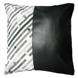 Elizabeth Peper - Funda Cojín Decorativo Ecocuero Gris Y Negro 50X50