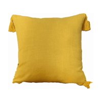 Genérico - Pack De 2 Fundas Para Cojín De Lino Con Pompones 45X45 Cm Amarillo