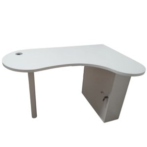 Portal Center - Escritorio En L Columbia 120 Cm Con Repisas Bajo Llave Blanco