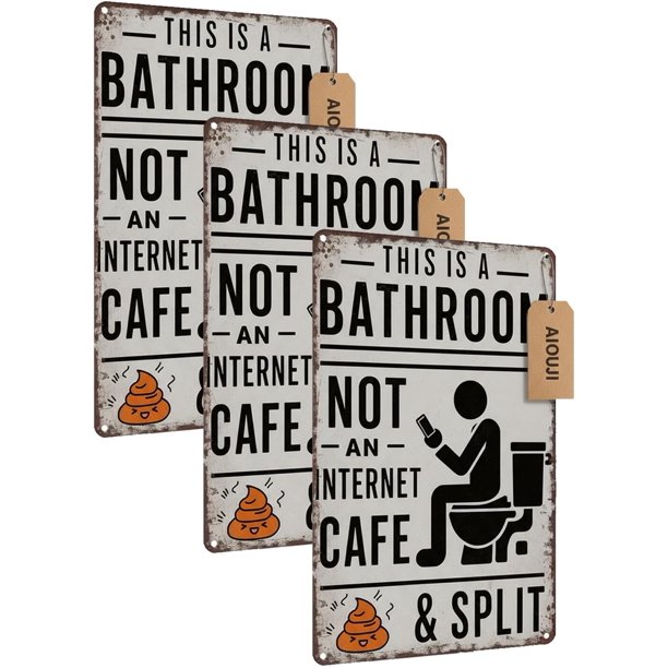 Letrero esto baño no cibercafé 20x30 cm divertido inodoro arte pared metal vintage estaño granja aseo hogar oficina 2 uds