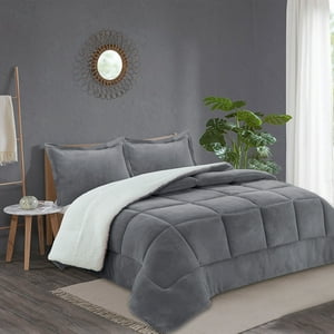 Plumon Andes Chiporro Liso Gris 1.5 Plaza