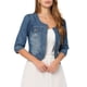 thumbnail image 1 of INSPIRE CHIC Chaquetas de Jean de Mezclilla Recortadas sin Cuello de Manga 3/4 para Mujer Azul Grisáceo 2XL, 1 of 6