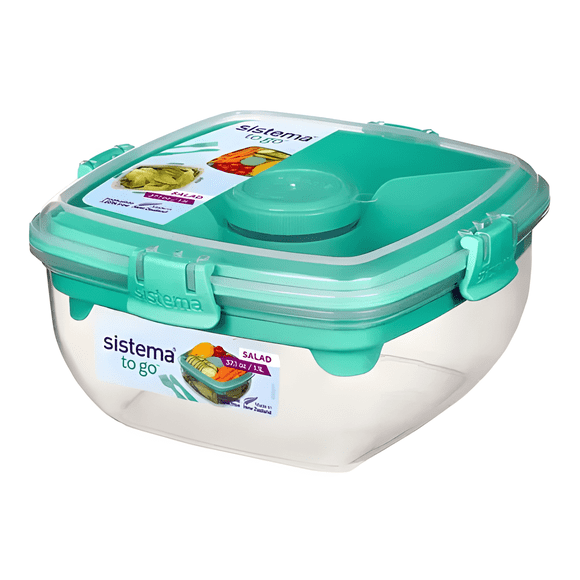 Recipiente plástico to go 1,1 L cuadrado hermético, verde