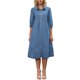 thumbnail image 2 of INSPIRE CHIC Vestido Midi de Mezclilla para Mujer Regreso a Clases Manga Abullonada Abotonado en Capas Vestido Camisero Línea A Azul Claro XL, 2 of 6