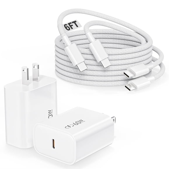 Cargador USB‑C Vagavo 60 W Pack de 2, Cable de 1,8 m