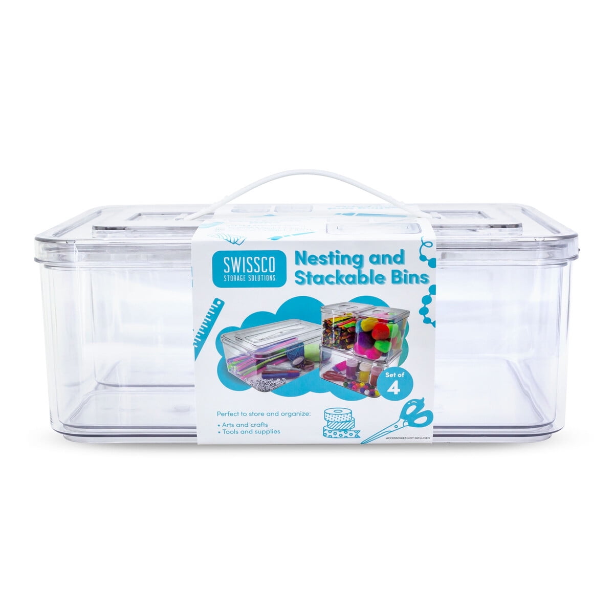 Organizador Plastico Apilable Swissco 4 Piezas Transparente