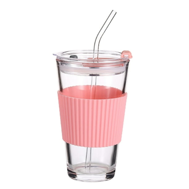 Vasos para beber Vasos de vidrio con tapa Vasos de agua con pajitas