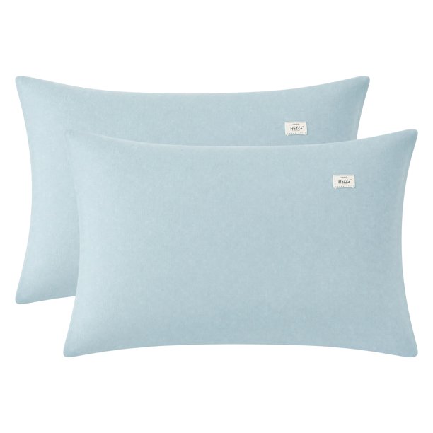 REGALWOVEN 2 Pack Funda de Almohada de Algodón, Fundas de Almohada de Enfriamiento Suave con Cierre de Sobre, Fundas de Almohada para Mujeres y Hombres Azul Queen
