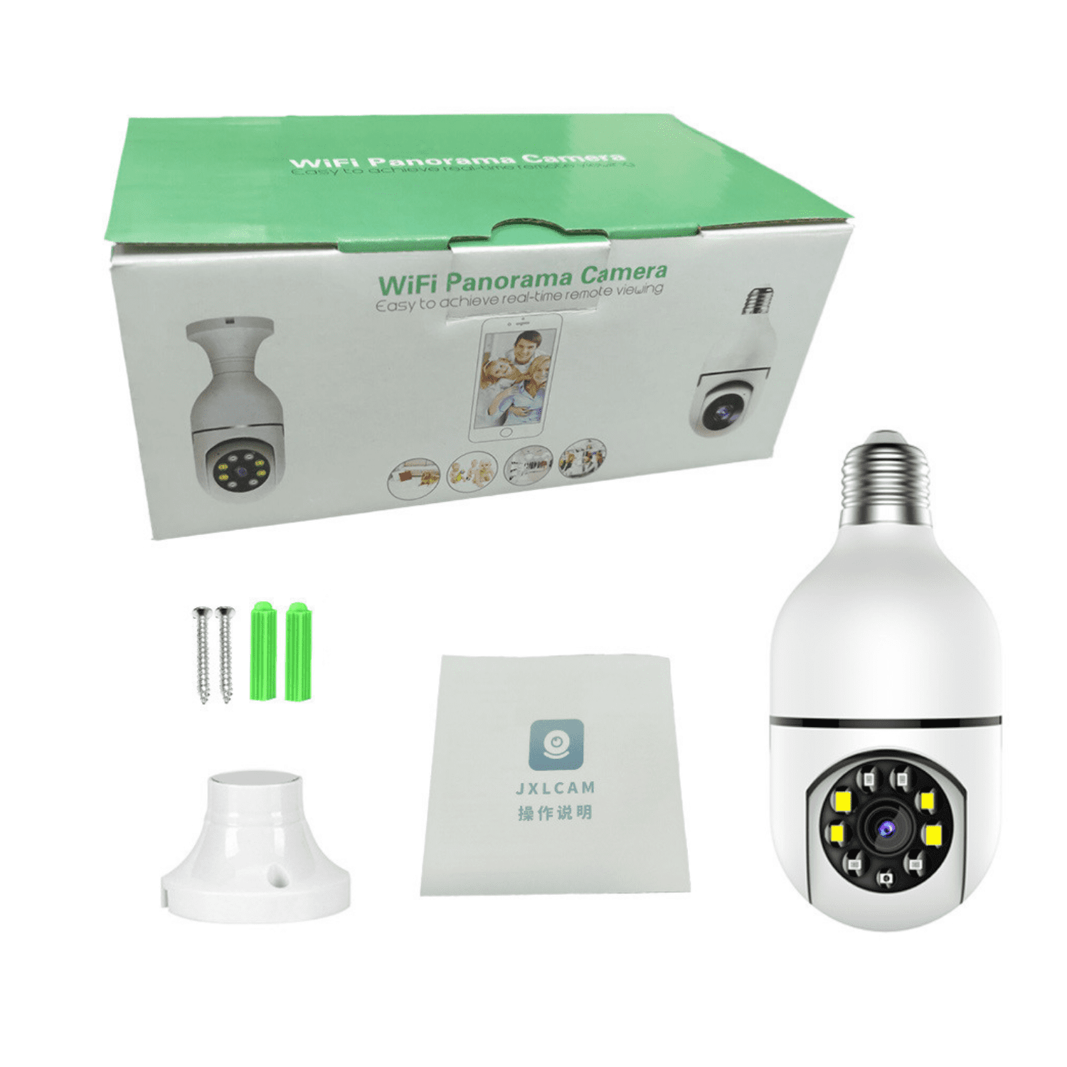 Genérico - Cámara De Seguridad Wifi Tipo Ampolleta | Vigilancia 360°