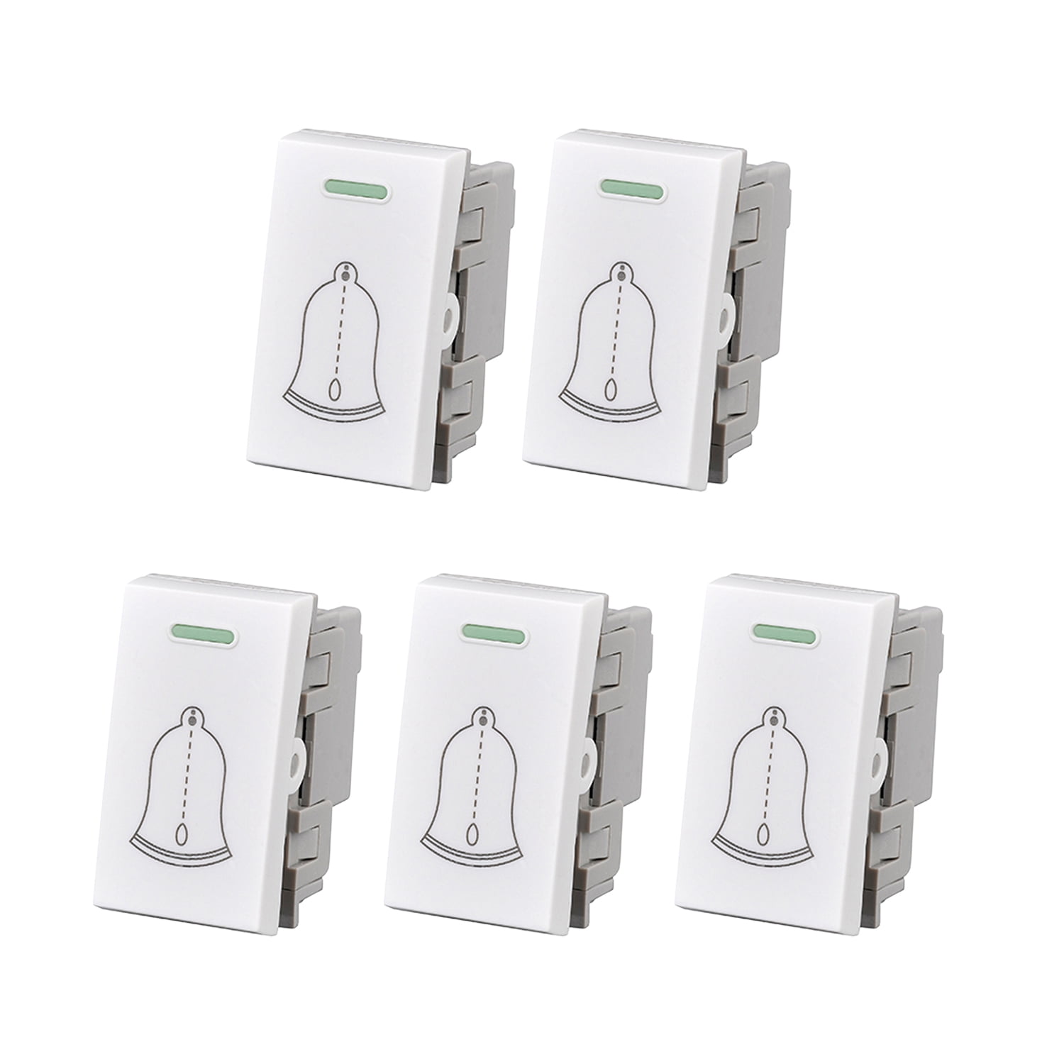 Genérico - Pack 5 Modulo Interruptor Pulsador 10a 250v Diseño Campana Blanco