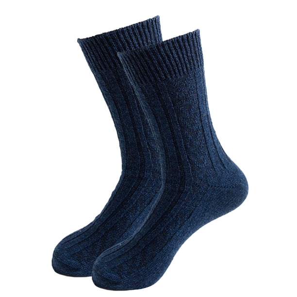 Calcetines de doble aguja con giro para hombre, calcetines extra grandes de línea paralela, forrados, gruesos y cálidos, de lana de conejo, calcetines casuales de tubo medio.