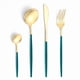 thumbnail image 1 of Juego de Cubiertos Suxumhao de Acero Inoxidable 8 Piezas Dorado y Verde, 1 of 2