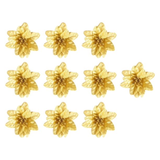 10 Uds Flores Artificiales Decoración DIY Guirnalda Guirnaldas Brillo Flores De Navidad Oro