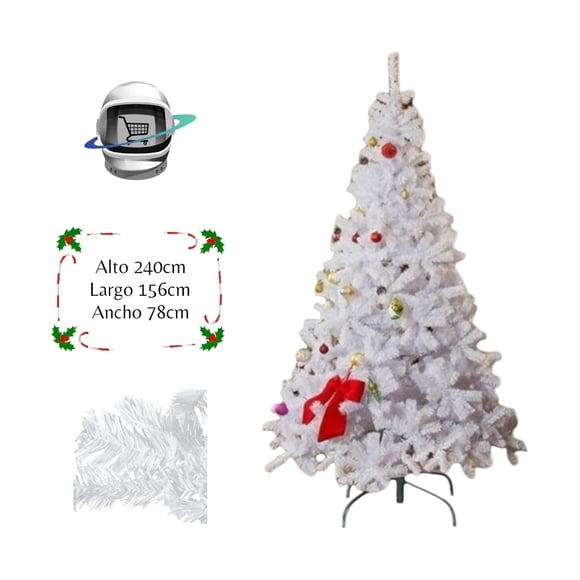 Arbol de Navidad 240cm Blanco Ramas Frondoso blanco