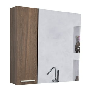 Fmfurniture - Botiquin 2 Puertas Con Espejo - Fm-002O Café Oscuro