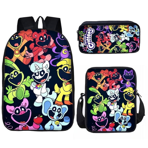 New Scary Poppy Smiling Animal Smiling Critters Student Casual Backpack Shoulder Bag Pencil Case Three-piece Set of School Gifts