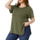 thumbnail image 4 of GRACIA Y GRANDEZA Camiseta de Pascua para Mujer Talla Grande Verano Manga Corta Cuello Redondo Dobladillo con Abertura Lateral Tallas Grandes 1X Verde Militar, 4 of 6