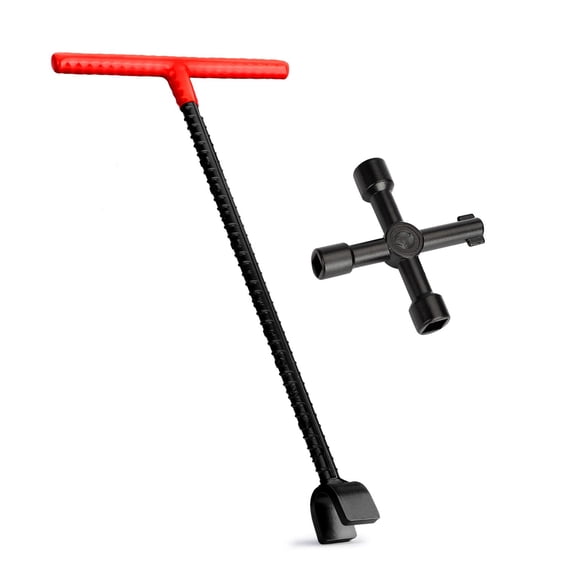 Llavero para contador de agua, acero reforzado, mango en T, 40 cm
