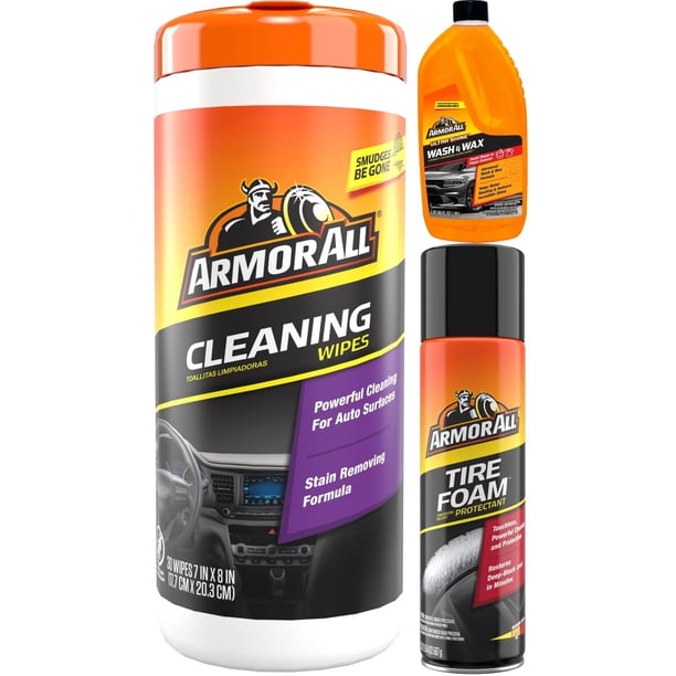 Kit de cuidado para auto Armor All de 3 piezas con toallitas 30 unidades, 7 in x 8 in