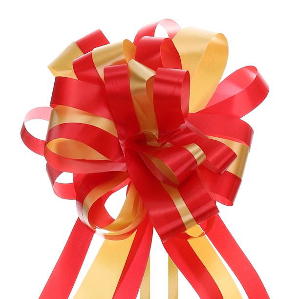 Uxcell 10 piezas de lazo grande de 7" para envolver regalos de coche, cinta para lazos de boda, Navidad, rojo/blanco amarillo, rojo