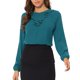 thumbnail image 1 of INSPIRE CHIC Blusa de Manga Larga con Cuello Volante para el Día de San Valentín de Regreso a Clases para Mujer L Azul Pavo Real-Puntos, 1 of 6