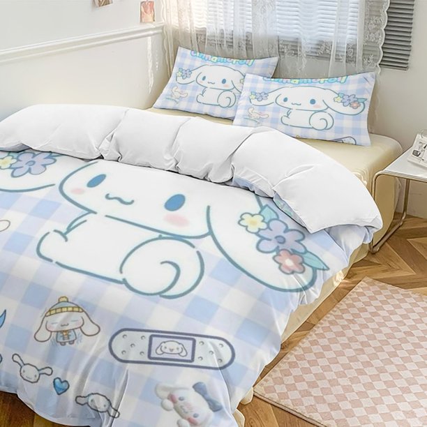 Cinnamoroll 3-Piece Twin Bed Set - Includes 1 Single Comforter And 2 Pillowcases Bedding - Fade Resistant Microfiber - Cinnamoroll