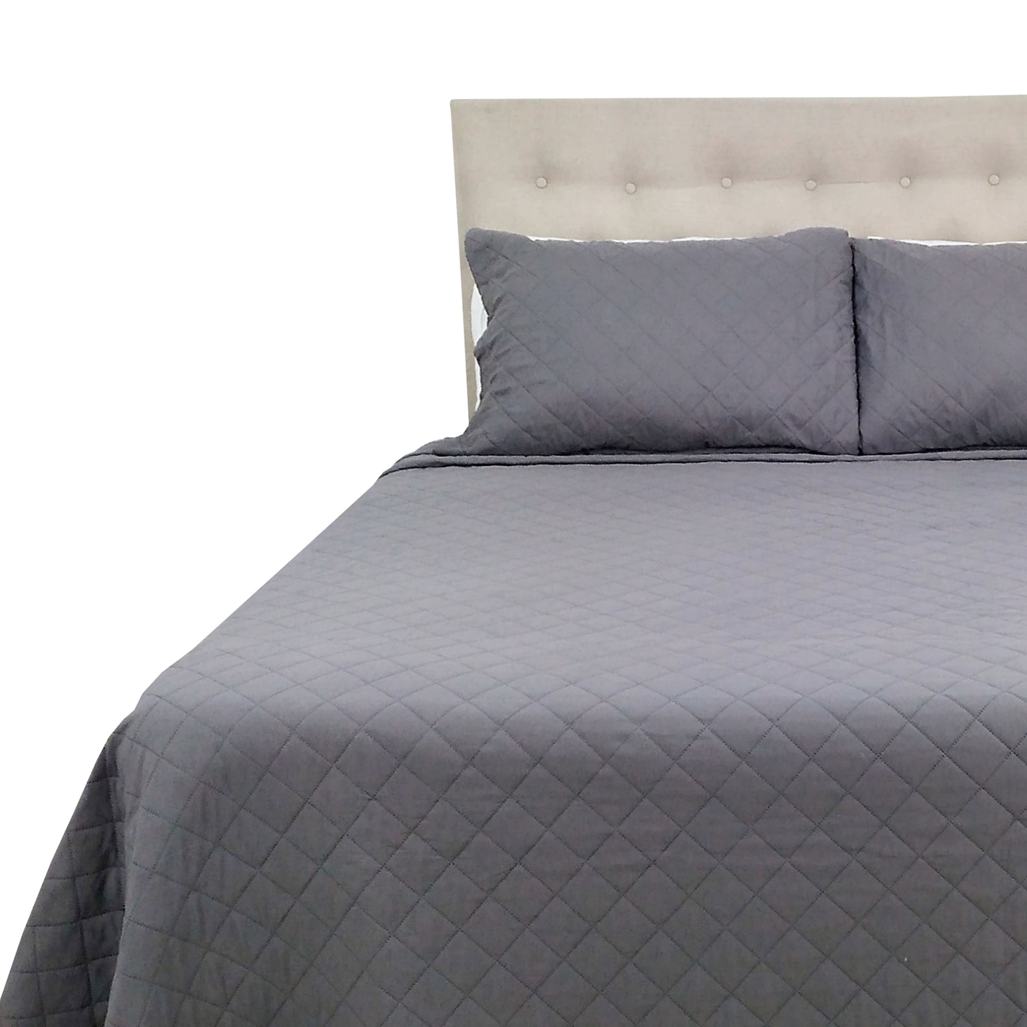 Chantilly - Cubrecama Microfibra Ultrasonic Liso King Gris Acero