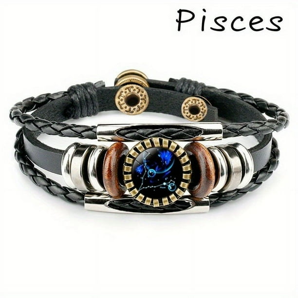 12 Constellation Beaded Leather And Charm Bracelets,12 Styles Available
