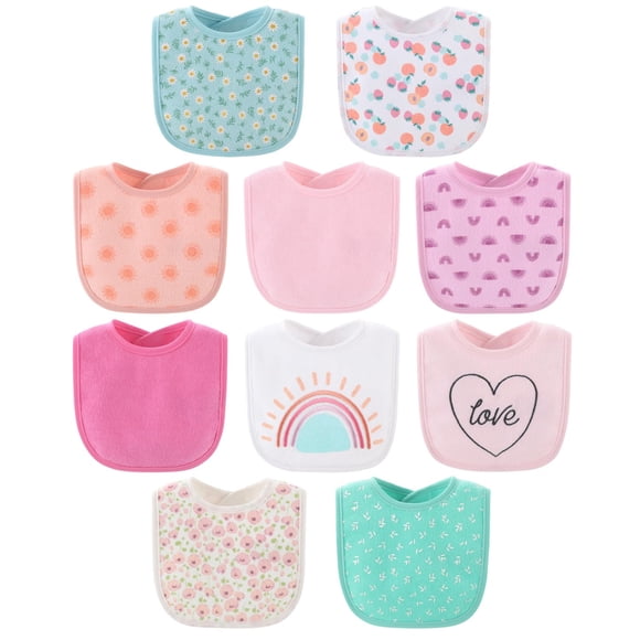 Set de 10 baberos de rizo para niña de The Peanutshell, algodón