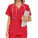 thumbnail image 5 of Uniforme de trabajo de enfermería con cuello en V y bolsillo de color sólido europeo y americano para mujer, 5 of 5