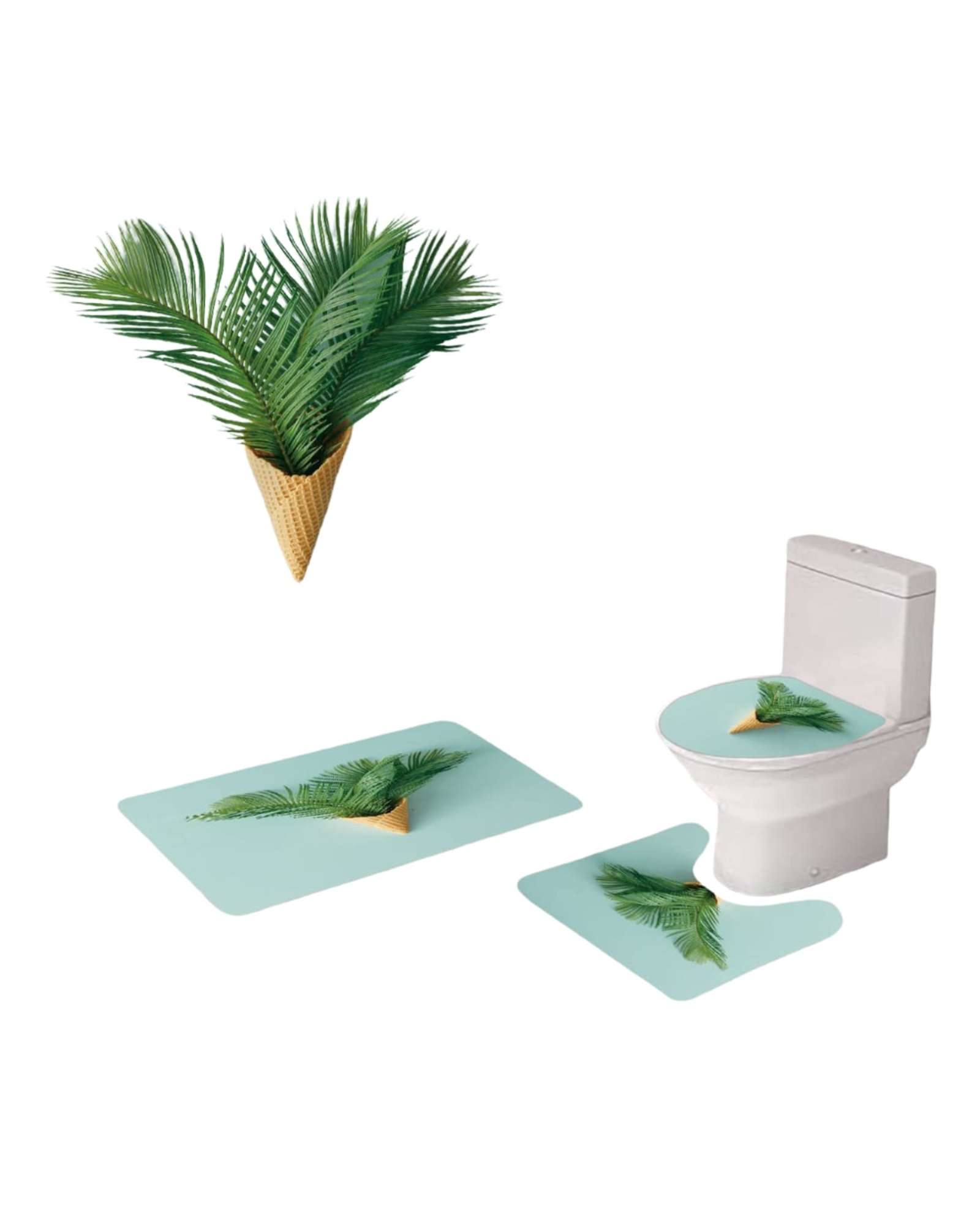 Mylhogar - Set De Baño 5 Piezas Cortina Mas Alfombras Mas Forro De Ducha