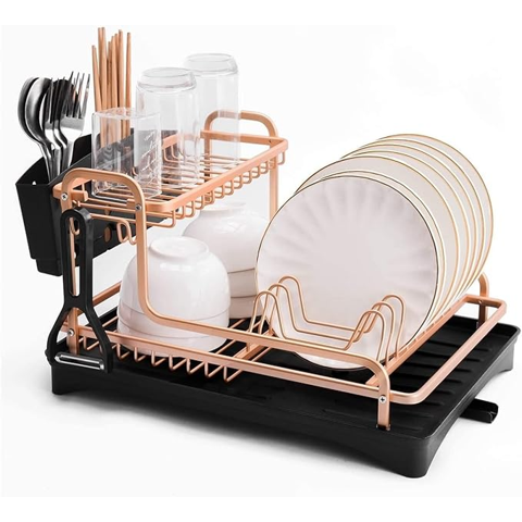 Mp - Secaplatos Aluminio 2 Niveles Rose Gold