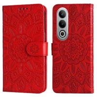 Funda Tipo Cartera Foxdock Para Oneplus Nord Ce 4 , Diseño Girasol En Relieve, Cuero Pu, Cierre Magnético, Soporte Y Tarjetero