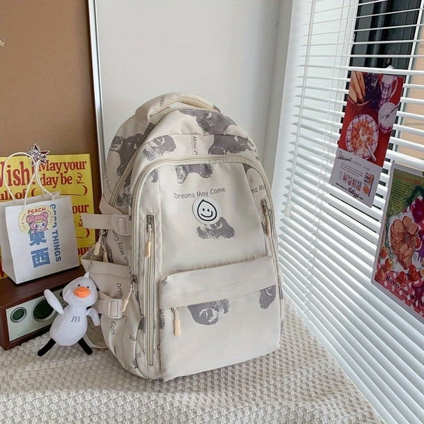 Stylish Multi-Layer School Bag: Large Capacity Student Backpack With Duck Pendant Travel Bag